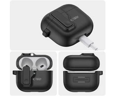 Apple AirPods 4 Tech-Protect Slim Hook dėklas jūsų ausinėms juodos spalvos