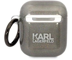 Apple AirPods Karl Lagerfeld Gliter Karl&amp;Choupette (KLA2HNKCTGK) ausinių dėklas juodos spalvos