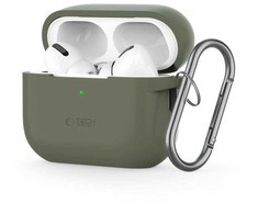 Dėklas Apple AirPods Pro 1 / 2 Tech-Protect silikoninis su karabinu Olive žalias