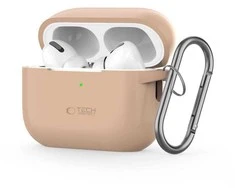 Dėklas Apple AirPods Pro 1/2 Tech-Protect silikonai su šautuvu Cafe Latte kreminis