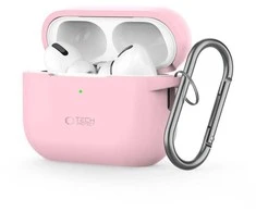 Dėklas Apple AirPods Pro 1 / 2 Tech-Protect silikoninis su karabinu Dusty pink