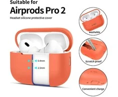 Apple AirPods Pro 1 / 2 Tech-Protect silikoninis Neon dėklas ausinėms oranžinės spalvos