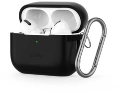 Apple AirPods Pro 1 / 2 Tech-Protect silikoninis su karabinu dėklas ausinėms juodos spalvos
