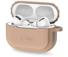 Dėklas Apple AirPods Pro 1/2 Tech-Protect silikoninis Rope Cafe Latte kreminis