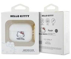 Apple AirPods Pro 1 Hello Kitty Silicone 3D Kitty Head (HKAP3DKHSH) ausinių dėklas baltos spalvos