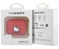 Dėklas „Apple AirPods Pro 1“ ausinių silikoninė 3D „Hello Kitty“ galvutė (HKAP3DKHSF)