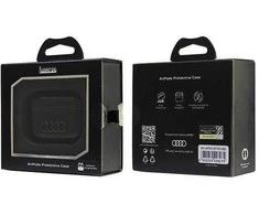 Audi Leather Big Logo AirPods Pro 2 dėklas juodos spalvos AU-APP2-GT/D3-BK