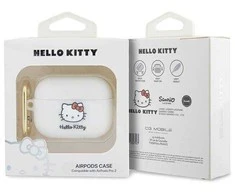 Apple AirPods Pro 2 Hello Kitty Silicone 3D Kitty Head (HKAP23DKHSH) ausinių dėklas baltos spalvos