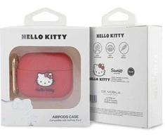 Dėklas „Apple AirPods Pro 2“ ausinių silikoninė 3D „Hello Kitty“ galvutė (HKAP23DKHSF)