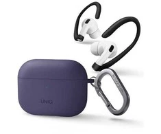 UNIQ dėklas Nexo AirPods Pro 2 gen + EarHooks Silicone (2022/2023) violetinės spalvos