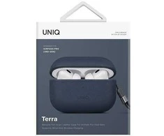 UNIQ dėklas Terra AirPods Pro 2 gen.Genuine Leather (2022/2023) mėlynos spalvos