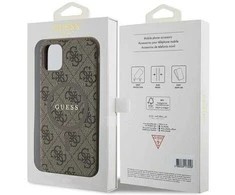 Dėklas GUESS GUHMN61G4GFRW IPHONE 11 6.1 " / XR BROWN / BROWN HARDCASE 4G COLLECTION LEATHER METAL LOGO MAGSAFE