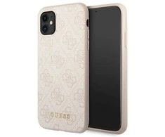 Guess GUHCN61G4GFPI Apple iPhone 11 6,1″ rožinės spalvos kietas dėklas 4G Metal Gold Logo