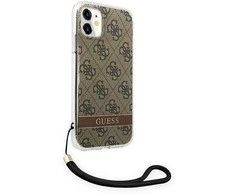 Apple iPhone 11 Guess dėklas 4G Print Strap (GUOHCN61H4STW) rudos spalvos
