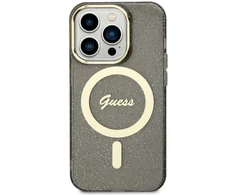Guess dėklas skirtas iPhone 11 GUHMN61HCMCGK juodas kietas dėklas Glitter Gold MagSafe