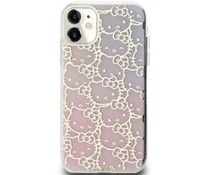 Apple iPhone 11 Hello Kitty dėklas IML Gradient Electrop Crowded Kitty Head (HKHCN61HCHPEP) rožinės spalvos