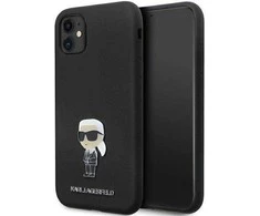 Apple iPhone 11 Karl Lagerfeld silikoninis dėklas Ikonik Metal Pin (KLHCN61SMHKNPK) juodos spalvos