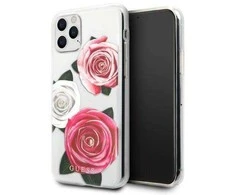 Apple iPhone 11 Pro Guess dėklas Flower Desire Rožinė &amp; Baltas Rose skaidrus