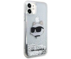 Karl Lagerfeld KLHCN61LNCHCS Apple iPhone 11/XR sidabrinis kietas dėklas Glitter Choupette Head