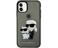 Karl Lagerfeld KLHCN61HNKCTGK Apple iPhone 11/ Xr 6,1″ juodos spalvos kietas dėklas Gliter Karl&Choupette