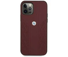 BMW BMHCP12MRSPPR Apple iPhone 12 / 12 Pro 6,1″ red kietas dėklas Leather Curve Perforate