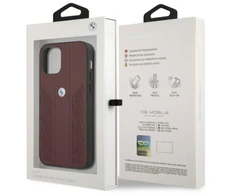 BMW BMHCP12LRSPPR Apple iPhone 12 Pro Max 6,7″ red kietas dėklas Leather Curve Perforate