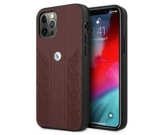 BMW BMHCP12LRSPPR Apple iPhone 12 Pro Max 6,7″ red kietas dėklas Leather Curve Perforate