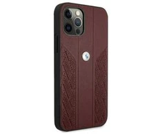 BMW BMHCP12LRSPPR Apple iPhone 12 Pro Max 6,7″ red kietas dėklas Leather Curve Perforate