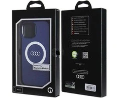 Audi IML Big Logo MagSafe Dėklas Apple iPhone 15 / 14 / 13 6.1″ mėlynos spalvos hardcase AU-IMLMIP15-Q5/D