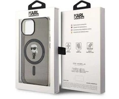 Karl Lagerfeld KLHMP14SHFCKNOK Apple iPhone 14/ 15 / 13 6.1″ juodos spalvos kietas dėklas IML Ikonik MagSafe