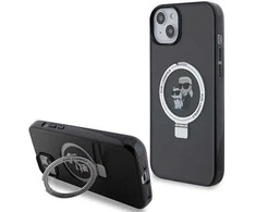 Karl Lagerfeld KLHMP14SHMRSKCK Apple iPhone 14/ 15 / 13 6.1″ juodos spalvos kietas dėklas Ring Stand Karl&Choupet