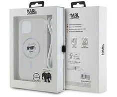 Karl Lagerfeld KLHMP14SHCCHNT Apple iPhone 14/ 13 / 15 6.1″ kietas dėklas skaidrus IML Choupette Head & Cord