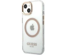 Guess GUHMP13MHTRMD Apple iPhone 13 / 14 / 15 6.1″ auksinis kietas dėklas Metal Outline Magsafe
