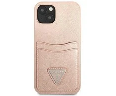 Apple iPhone 13 Guess dėklas Saffianotriangle Logo Cardslot (GUHCP13MPSATPP) rožinės spalvos