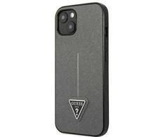 Apple iPhone 13 Guess dėklas Saffianotriangle Logo (GUHCP13MPSATLG) sidabrinės spalvos