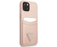Apple iPhone 13 Guess dėklas Saffianotriangle Logo Cardslot (GUHCP13MPSATPP) rožinės spalvos