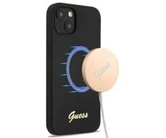 Dėklas GUESS Hardcase Script Gold Logo Back Cover, Apple, iPhone 13, Juodas, 6.1 "