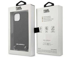 Karl Lagerfeld KLHCP13MPMK Apple iPhone 13 / 14 / 15 6,1″ kietas dėklas juodos spalvos Leather Textured and Chain
