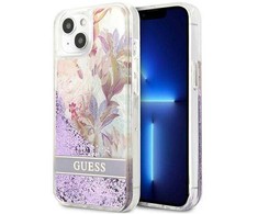 Dėklas Guess GUHCP13SLFLSU iPhone 13 mini 5,4" violetinė/violetinė hardcase Flower Liquid Glitter