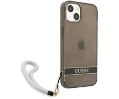 Apple iPhone 13 Mini Guess dėklas Translucent Stap (GUHCP13SHTSGSK) juodos spalvos