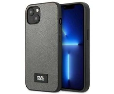 Apple iPhone 13 Mini Karl Lagerfeld dėklas Saffiano Plaque (KLHCP13SSFMP2DG) sidabrinės spalvos