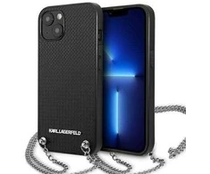 Apple iPhone 13 Mini Karl Lagerfeld dėklas odinis Textured And Chain (KLHCP13SPMK) juodos spalvos