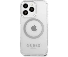 Guess GUHMP13LHTRMS Apple iPhone 13 Pro / 13 6,1″ sidabrinis kietas dėklas Metal Outline Magsafe