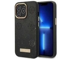 Apple iPhone 13 Pro Guess dėklas Peony Logo Plate MagSafe (GUHMP13LSAPSTK) juodos spalvos
