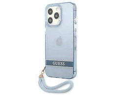 Apple iPhone 13 Pro Guess dėklas Translucent Stap (GUHCP13LHTSGSB) mėlynos spalvos