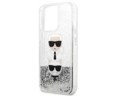 Karl Lagerfeld KLHCP13LKICGLS Apple iPhone 13 Pro / 13 6,1″ sidabrinis kietas dėklas Liquid Glitter Karl&Cho