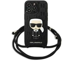 Karl Lagerfeld KLHCP13LCMNIPK Apple iPhone 13 Pro / 13 6,1″ kietas dėklas juodos spalvos Leather Monogram Patch an