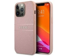Apple iPhone 13 Pro Max 6,7" Guess dėklas Saffiano Stripe GUHCP13XPSASBPI rožinės spalvos