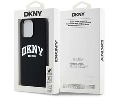 DKNY DKHMP13XSNYACH Apple iPhone 13 Pro Max 6.7″ juodos spalvos kietas dėklas Liquid Silicone baltos spalvos Printed Logo MagSafe