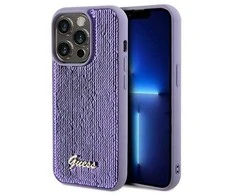 Apple iPhone 13 Pro Max Guess dėklas Sequin Script Metal (GUHCP13XPSFDGSU) violetinės spalvos
